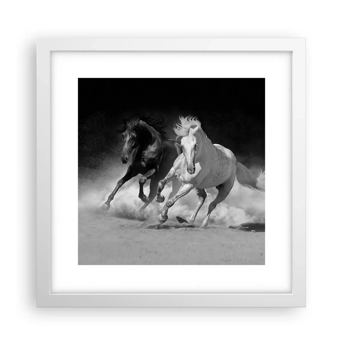 Plakat w białej ramie - Galop wolności - 30x30 cm