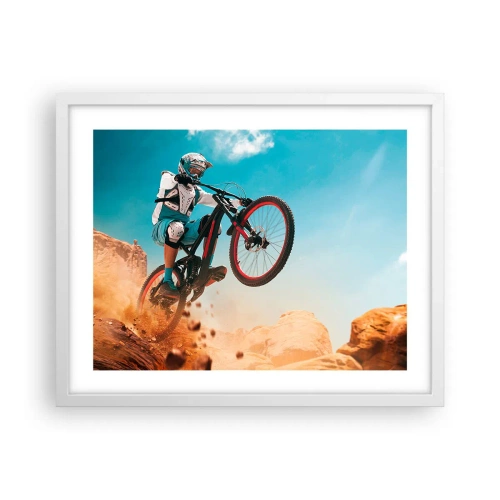 Plakat w białej ramie - Rowerowy demon szaleństwa - 50x40 cm