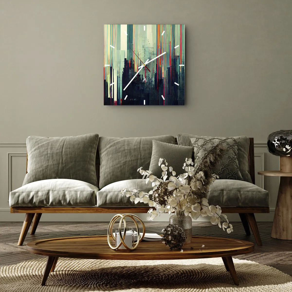 Zegar ścienny - Futurystyczne miasto - 40x40 cm