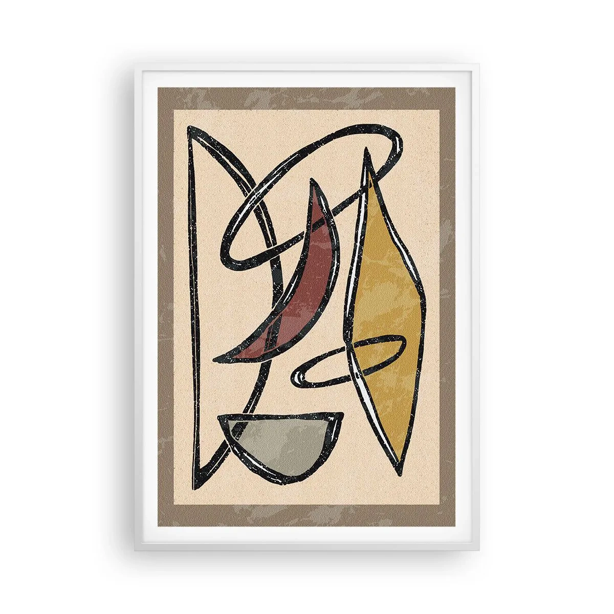 Plakat w białej ramie - Kompozycja – łuki i owale - 70x100 cm