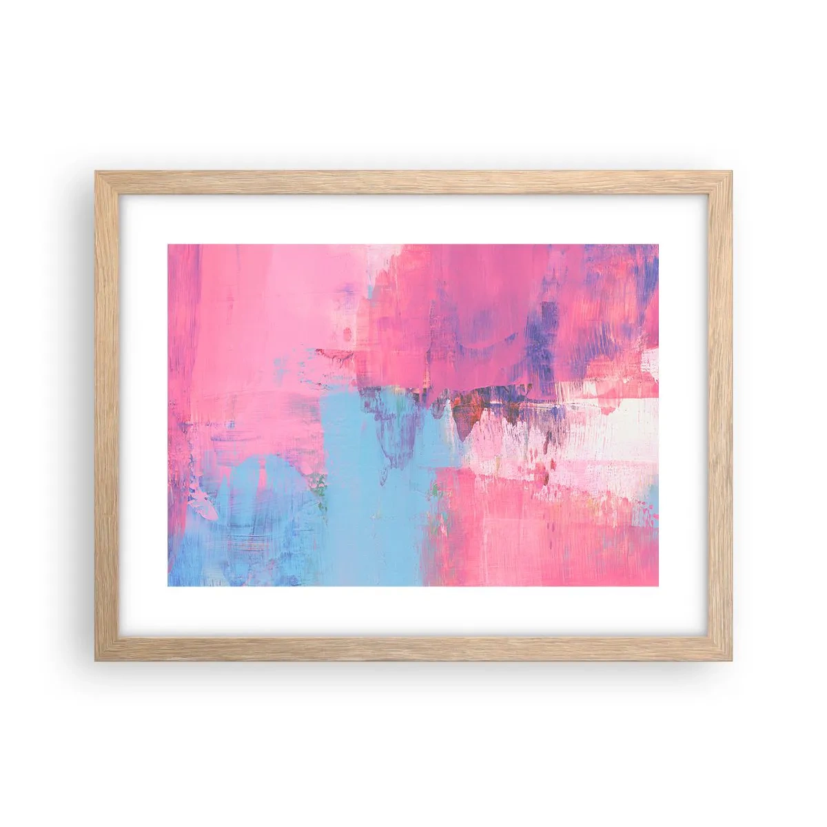 Plakat w ramie jasny dąb - Róż, błękit i szczypta światła - 40x30 cm