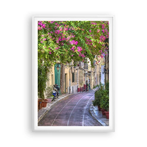 Plakat w białej ramie - Kwitnący zaułek - 70x100 cm
