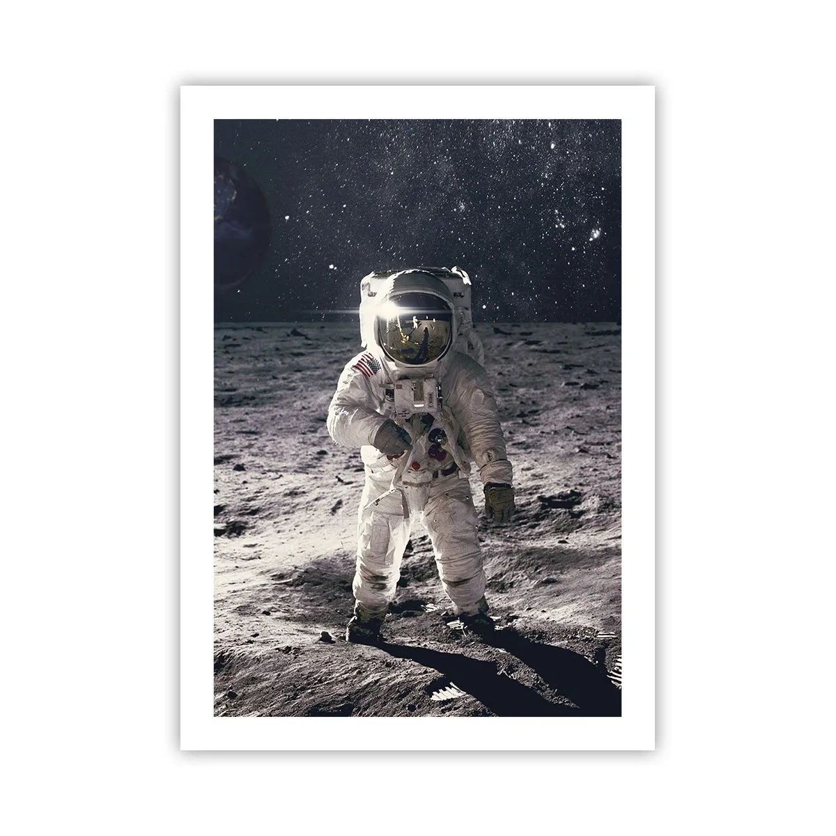 Plakat - Astronauta na Księżycu z widokiem na gwiazdy - 50x70cm - Pozdrowienia z Księżyca - Nowoczesna dekoracja ścienna do salonu, kuchni i sypialni ARTTOR