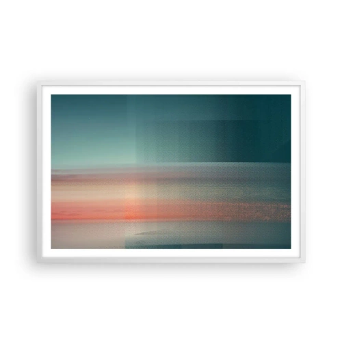 Plakat w białej ramie - Abstrakcja: fale światła - 91x61 cm