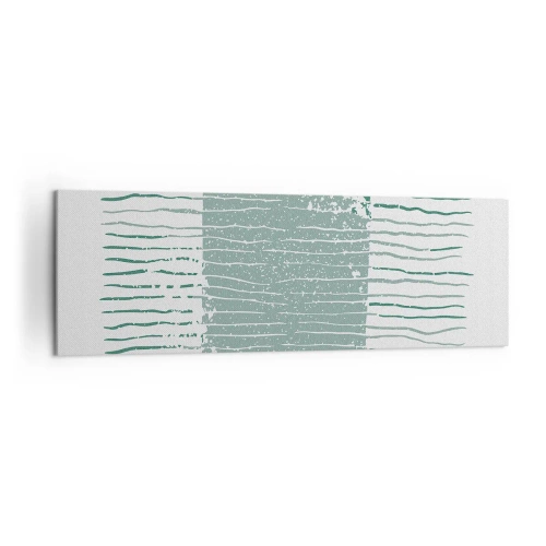 Obraz na płótnie - Geometryczny wzór w odcieniach morskiej zieleni i bieli - 160x50cm - Abstrakcja morska - Nowoczesna dekoracja ścienna do salonu i sypialni ARTTOR
