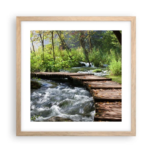 Plakat w ramie jasny dąb - Nad pienistą kaskadą - 40x40 cm