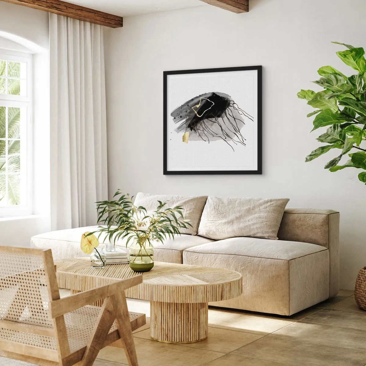 Plakat w czarnej ramie - W czerni i w złocie - 40x40 cm