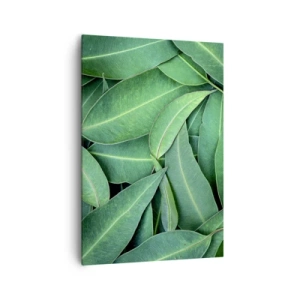 Obraz na płótnie - Zbliżenie na zielone liście tworzące naturalny wzór - 70x100cm - Soczyste i świeże - Nowoczesna dekoracja ścienna do salonu i sypialni ARTTOR