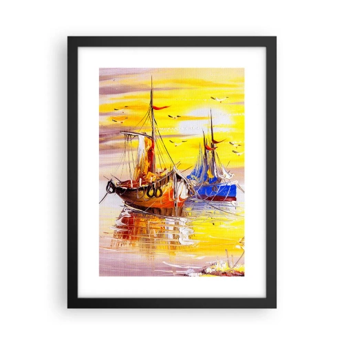 Plakat w czarnej ramie - Zasłużony odpoczynek w porcie - 30x40 cm