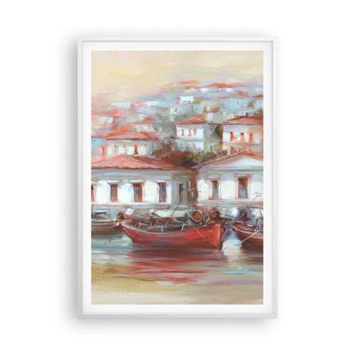 Plakat w białej ramie - Szczęśliwe miasteczko - 70x100 cm