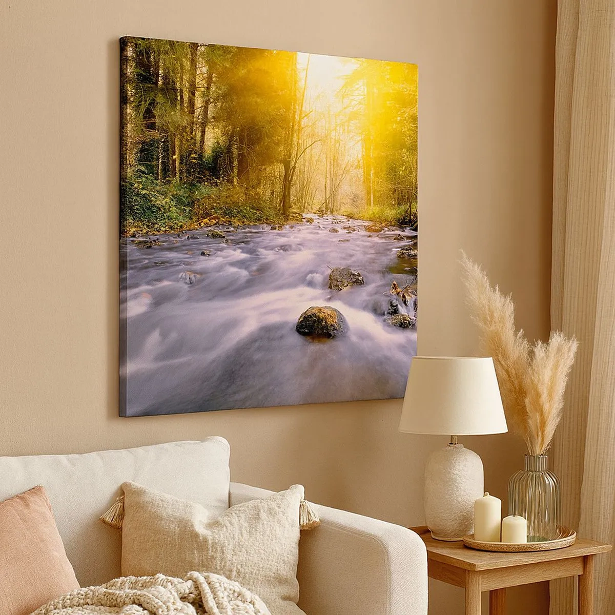 Obraz na płótnie - Malachit w srebrno-złotej oprawie - 30x30 cm