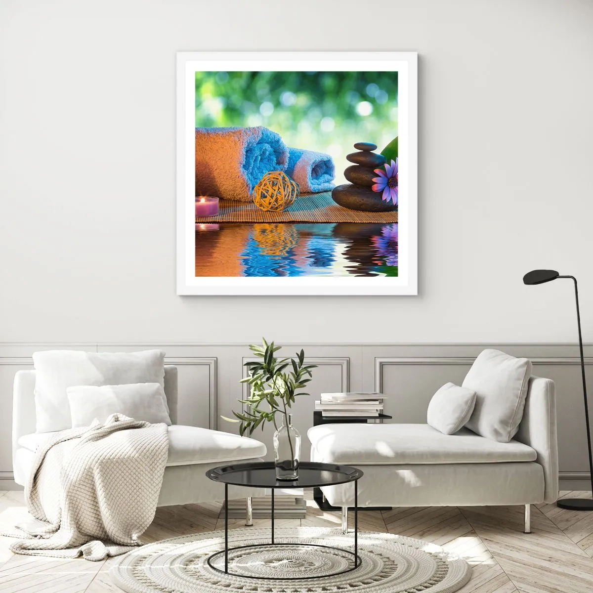 Plakat w białej ramie - Czas dla ciała - 40x40 cm