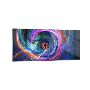 Obraz na szkle - Abstrakcyjny wir kolorów w odcieniach fioletu, różu i błękitu - 120x50cm - Dokąd mnie zaprowadzisz? - Nowoczesna dekoracja ścienna do salonu i sypialni ARTTOR