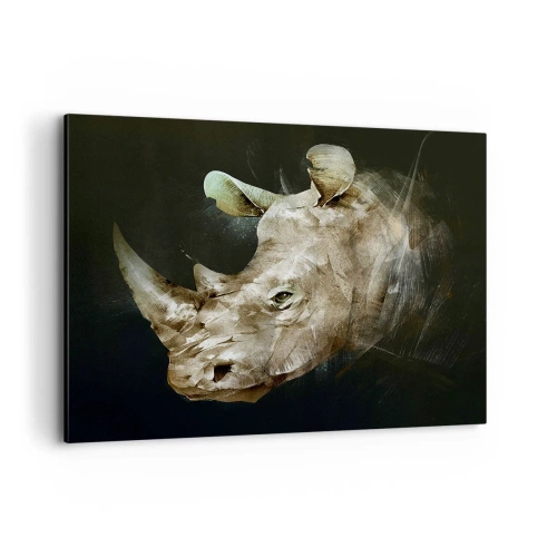 Obraz na płótnie - Portret nosorożca w artystycznej formie - 120x80cm - Prawdziwie męska siła - Nowoczesna dekoracja ścienna do salonu, kuchni i sypialni ARTTOR