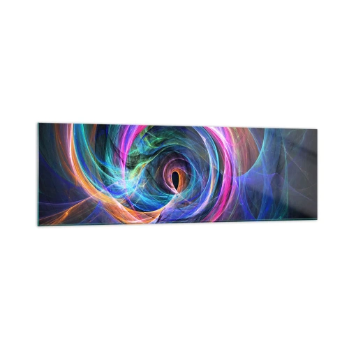 Obraz na szkle - Abstrakcyjny wir kolorów w odcieniach fioletu, różu i błękitu - 160x50cm - Dokąd mnie zaprowadzisz? - Nowoczesna dekoracja ścienna do salonu i sypialni ARTTOR