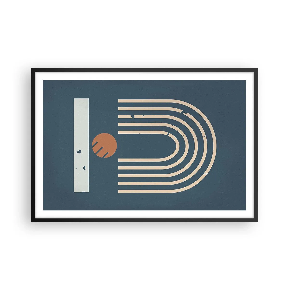 Plakat w czarnej ramie - Geometria na granacie - 91x61 cm