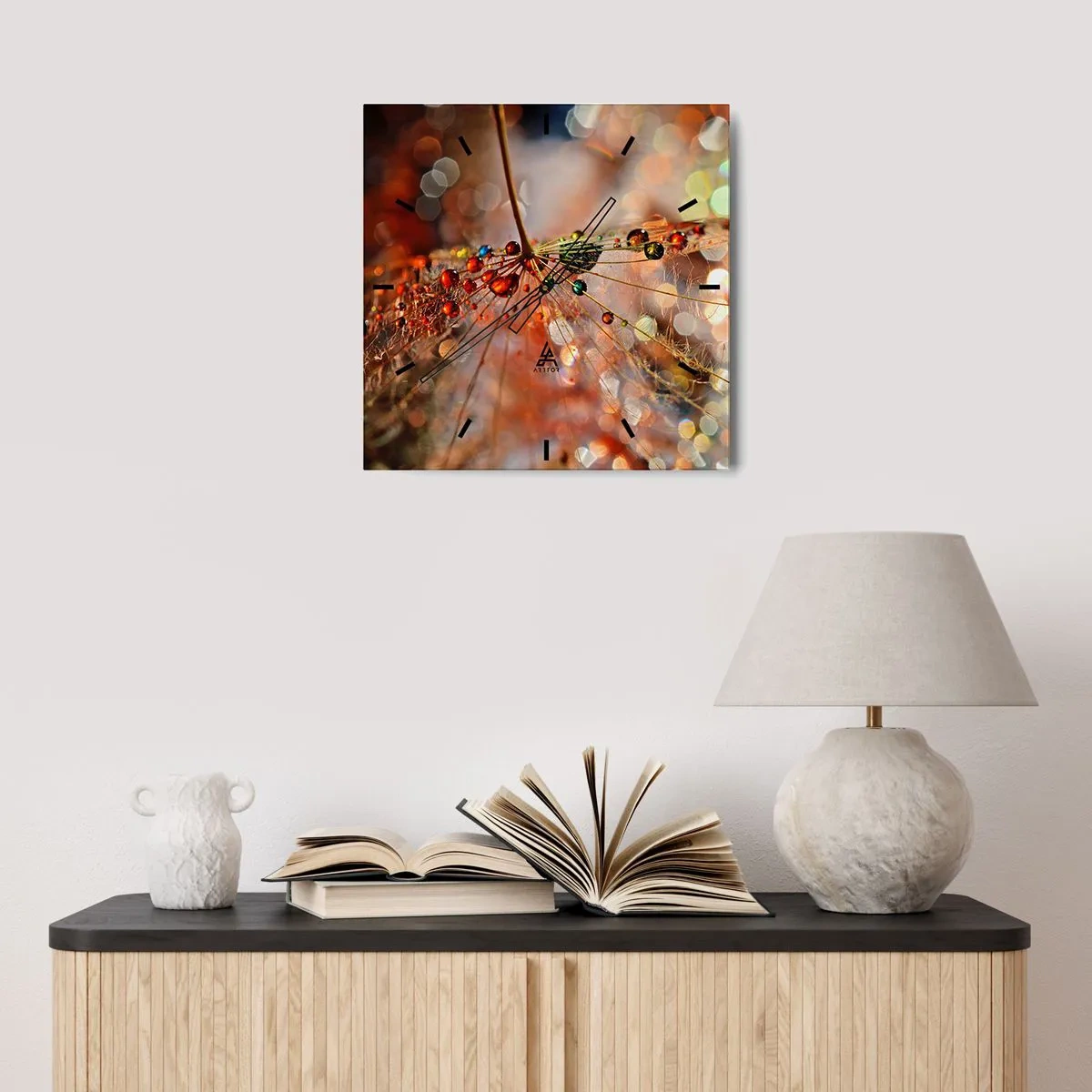 Zegar ścienny - Nanizane na pajęczą nić - 40x40 cm