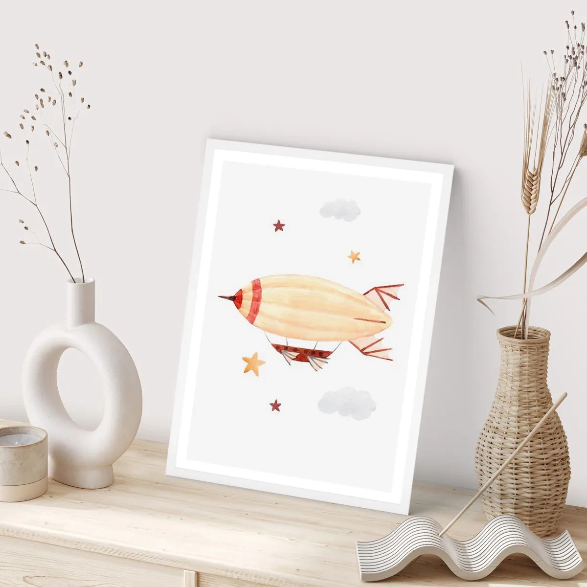 Plakat w białej ramie - Powietrzny statek - 30x40 cm