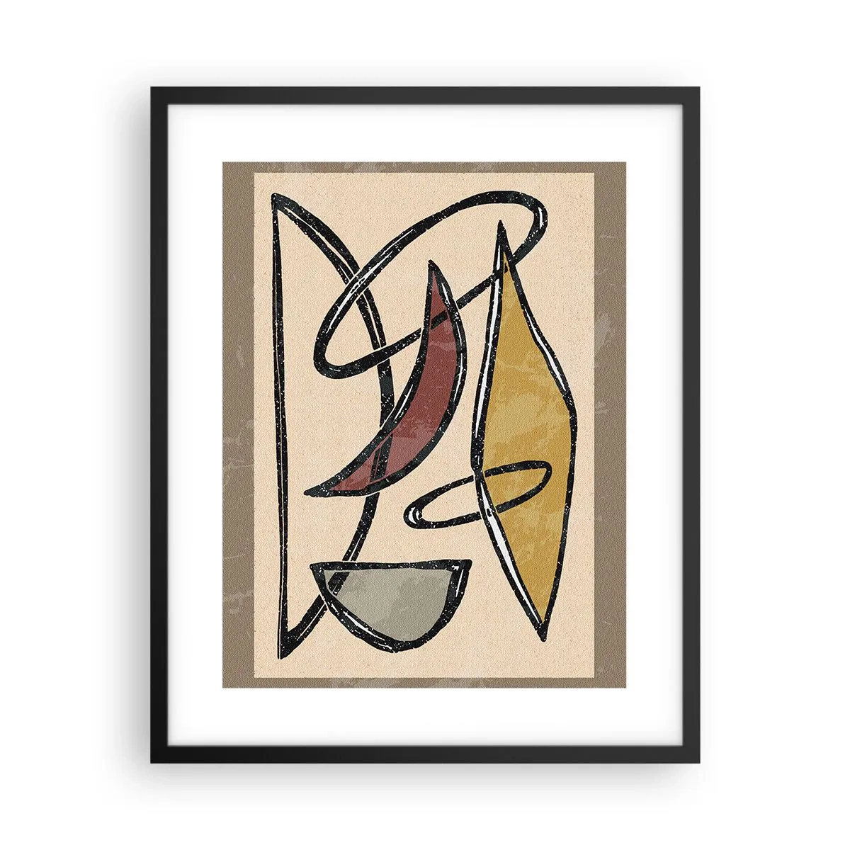 Plakat w czarnej ramie - Kompozycja – łuki i owale - 40x50 cm