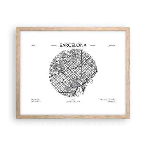 Plakat w ramie jasny dąb - Anatomia Barcelony - 50x40 cm