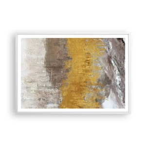 Plakat w białej ramie - Złocisty podmuch - 100x70 cm