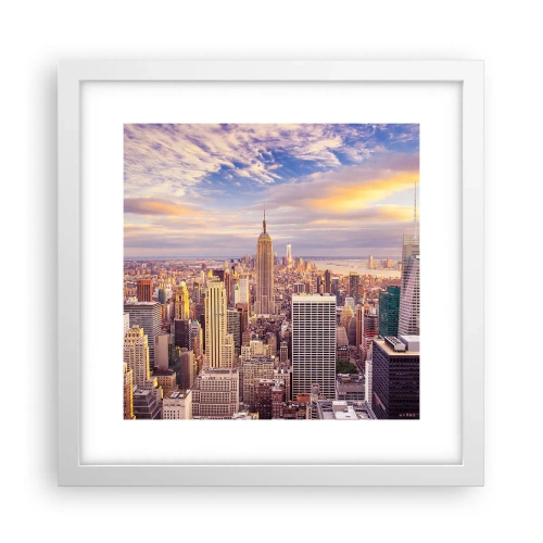 Plakat w białej ramie - Sięgnąć samych chmur - 30x30 cm