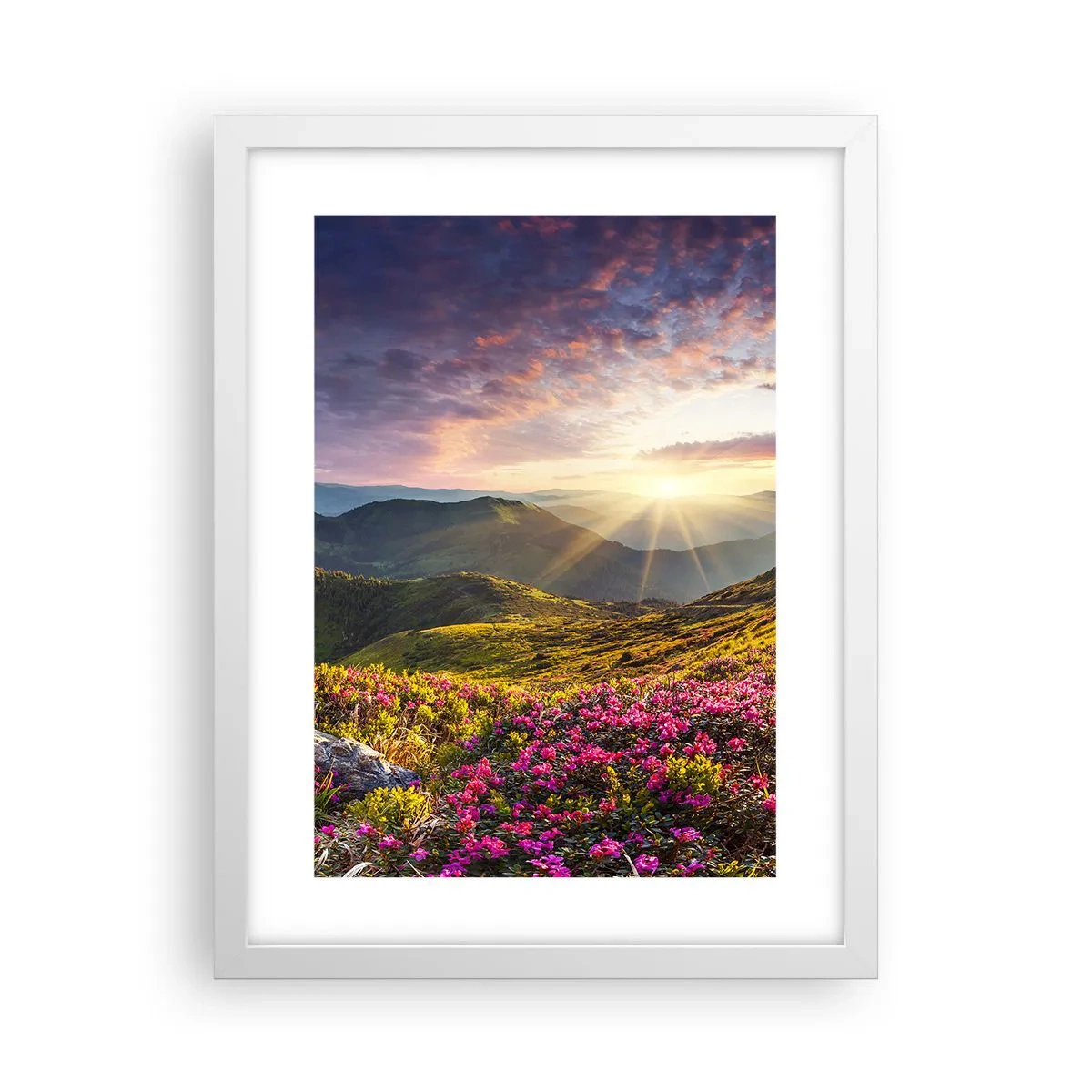 Plakat w białej ramie - Świeżość górskiego poranka - 30x40 cm