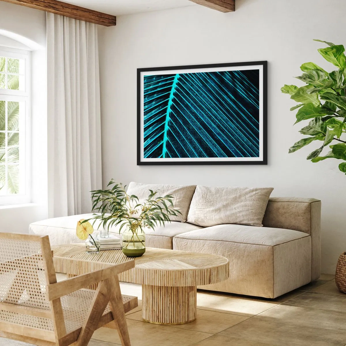 Plakat w czarnej ramie - Faktura zieleni - 40x30 cm