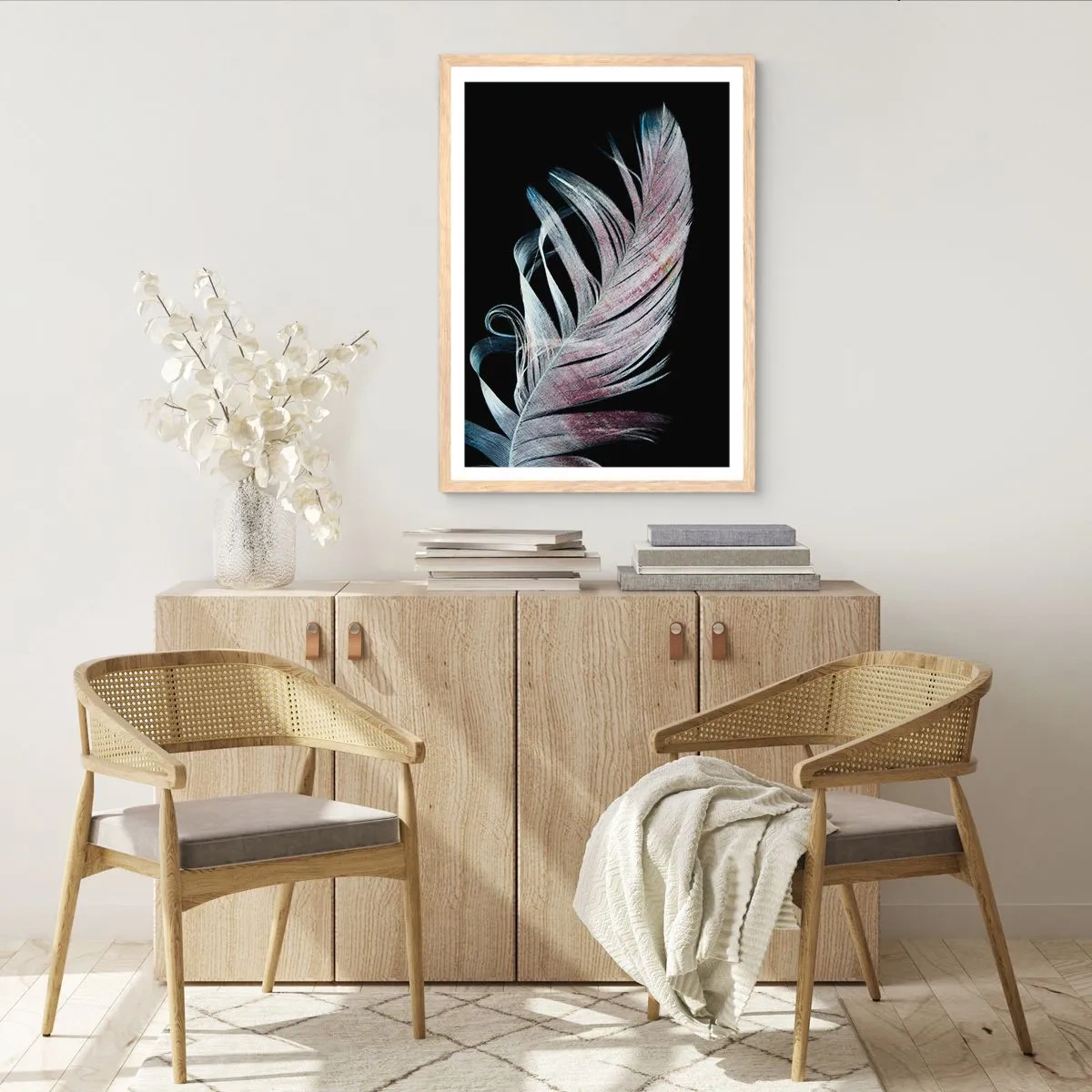 Plakat w ramie jasny dąb - Pomyśl o dotyku - 70x100 cm