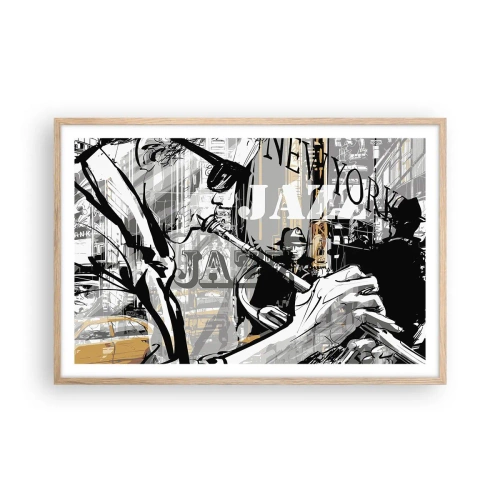 Plakat w ramie jasny dąb - W rytmie Nowego Jorku - 91x61 cm