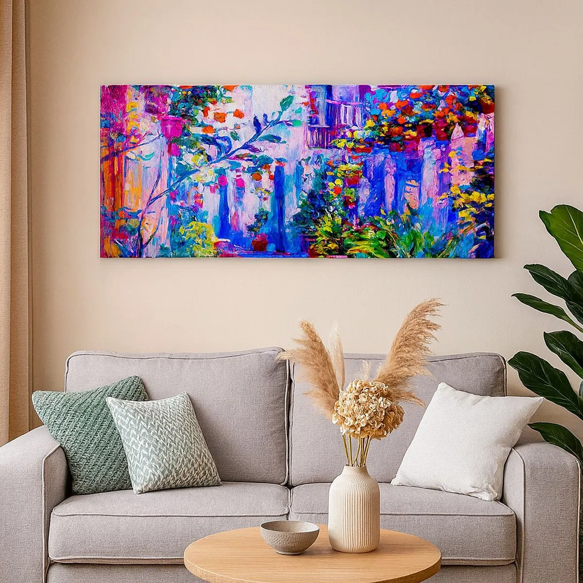 Obraz na płótnie - Impresja - włoska uliczka - 100x40 cm