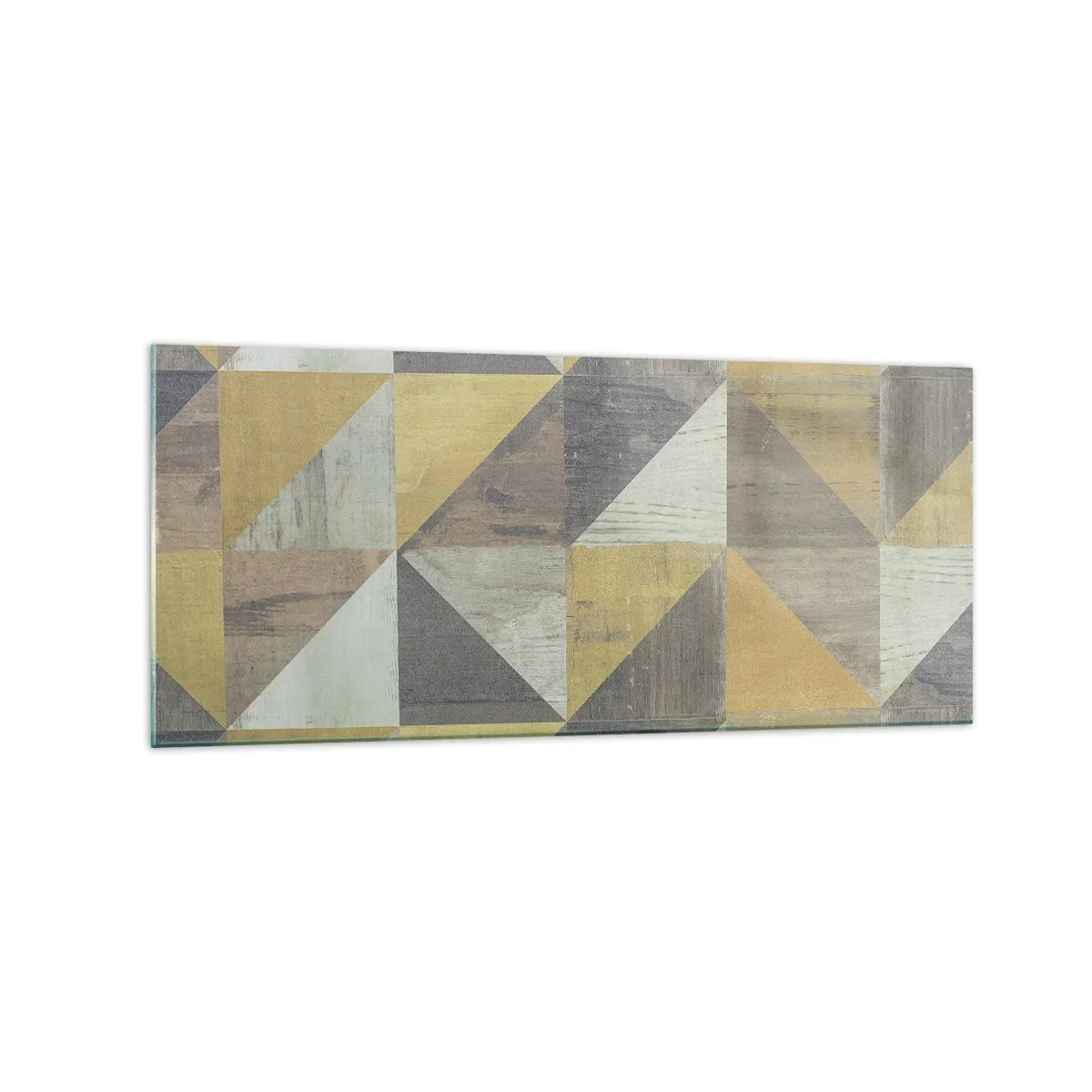Obraz na szkle - Geometryczna kompozycja trójkątów w odcieniach ziemi - 120x50cm - Pod kątem trójkąta - Nowoczesna dekoracja ścienna do salonu i sypialni ARTTOR
