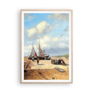 Plakat w ramie jasny dąb - Po udanym połowie - 70x100 cm