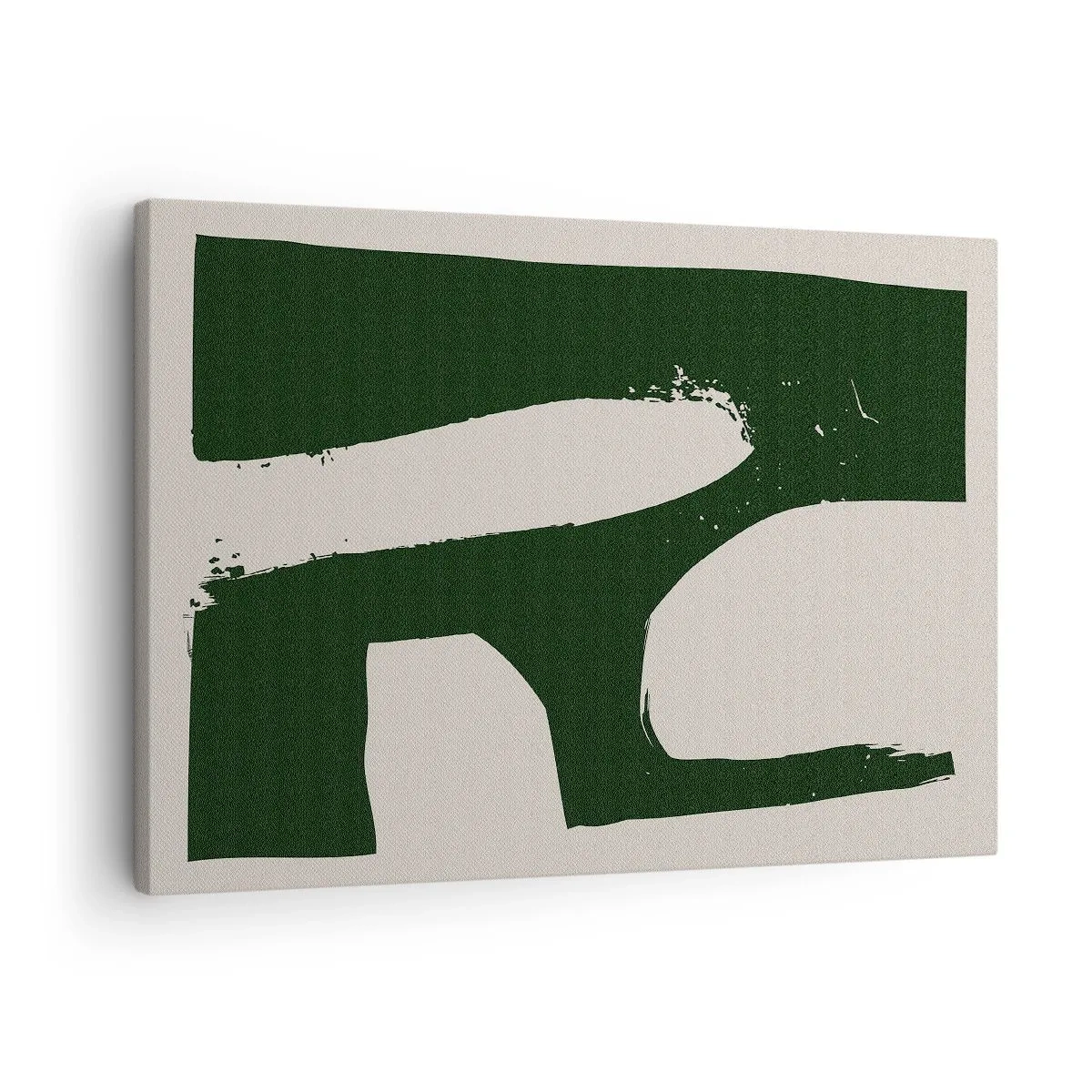 Obraz na płótnie - Minimalistyczny abstrakt w zieleni na jasnym tle - 70x50cm - Zatoki bieli - Nowoczesna dekoracja ścienna do salonu i sypialni ARTTOR