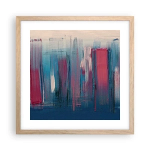 Plakat w ramie jasny dąb - Kompozycja wertykalna w błękicie i czerwieni - 40x40 cm