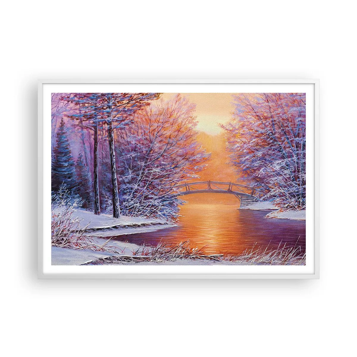 Plakat w białej ramie - Spotkajmy się tu - 100x70 cm