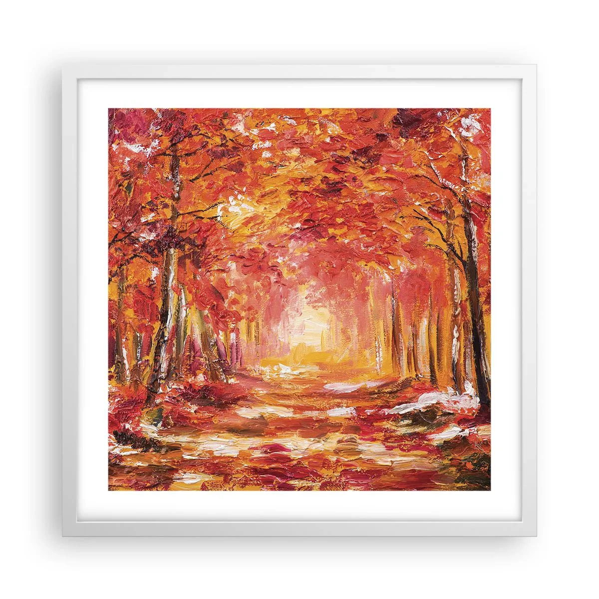 Plakat w białej ramie - Miedziany las - 50x50 cm