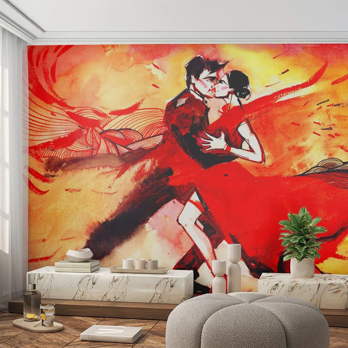 Fototapeta Premium Canvas - Purpurowy rytm namiętności - Abstrakcja, Taniec, Tango - 350x256 cm