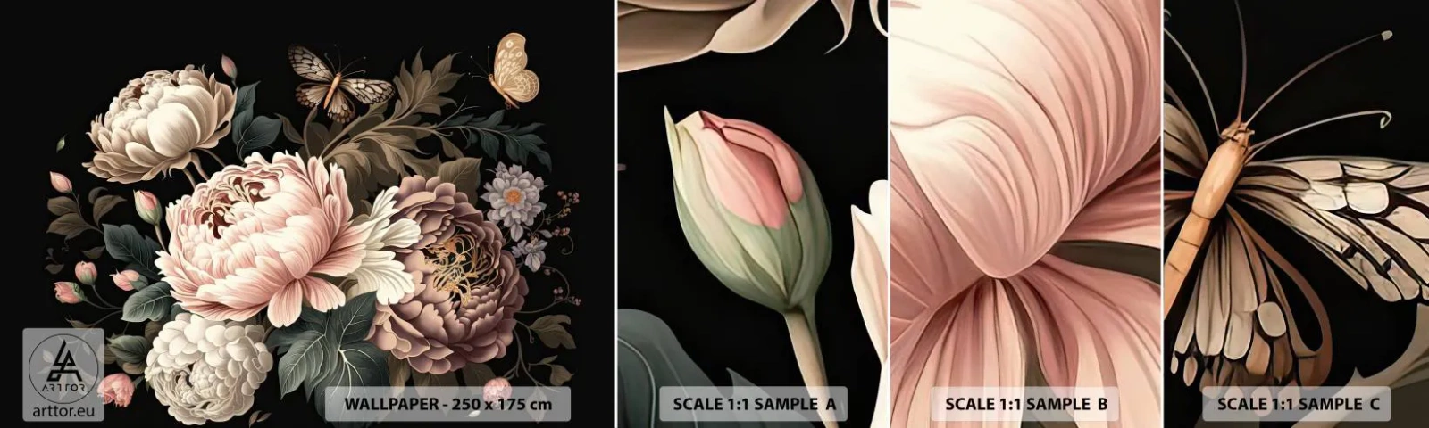 Fototapeta Próbka Samoprzylepna Deluxe Sticker - W barokowym stylu - Botanika, Kwiaty, Shabby Chic - 100x30 cm