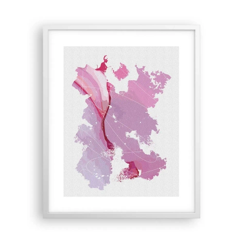 Plakat w białej ramie - Mapa różowego świata - 40x50 cm