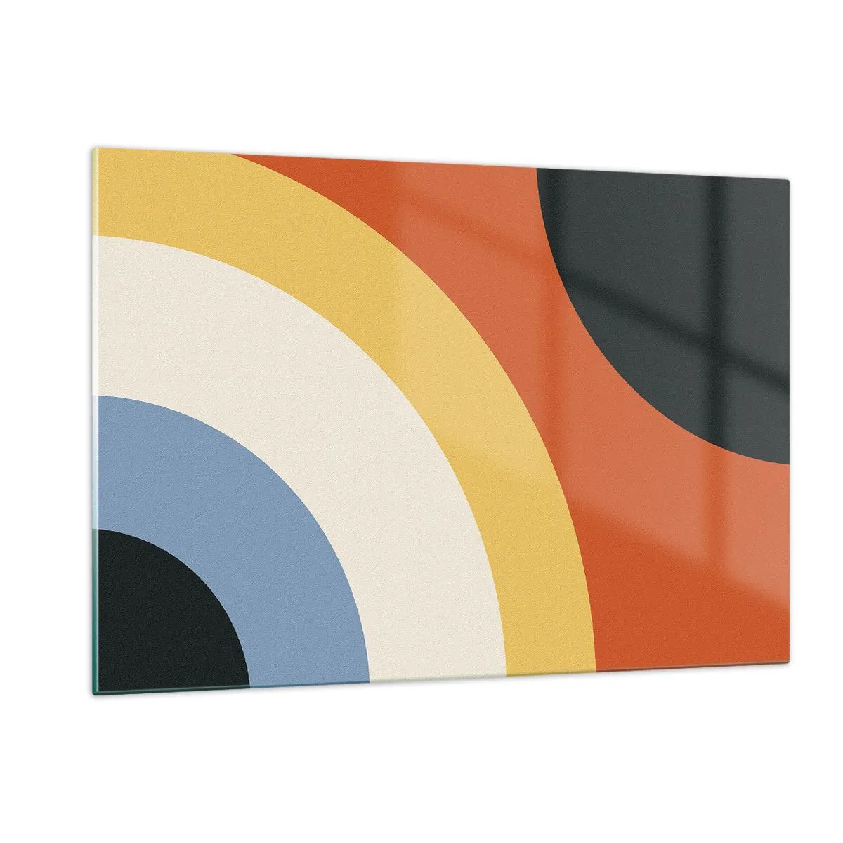 Obraz na szkle - Abstrakcyjne kolorowe łuki na szklanym tle - 120x80cm - Ku sobie - Nowoczesna dekoracja ścienna do salonu, kuchni i sypialni ARTTOR