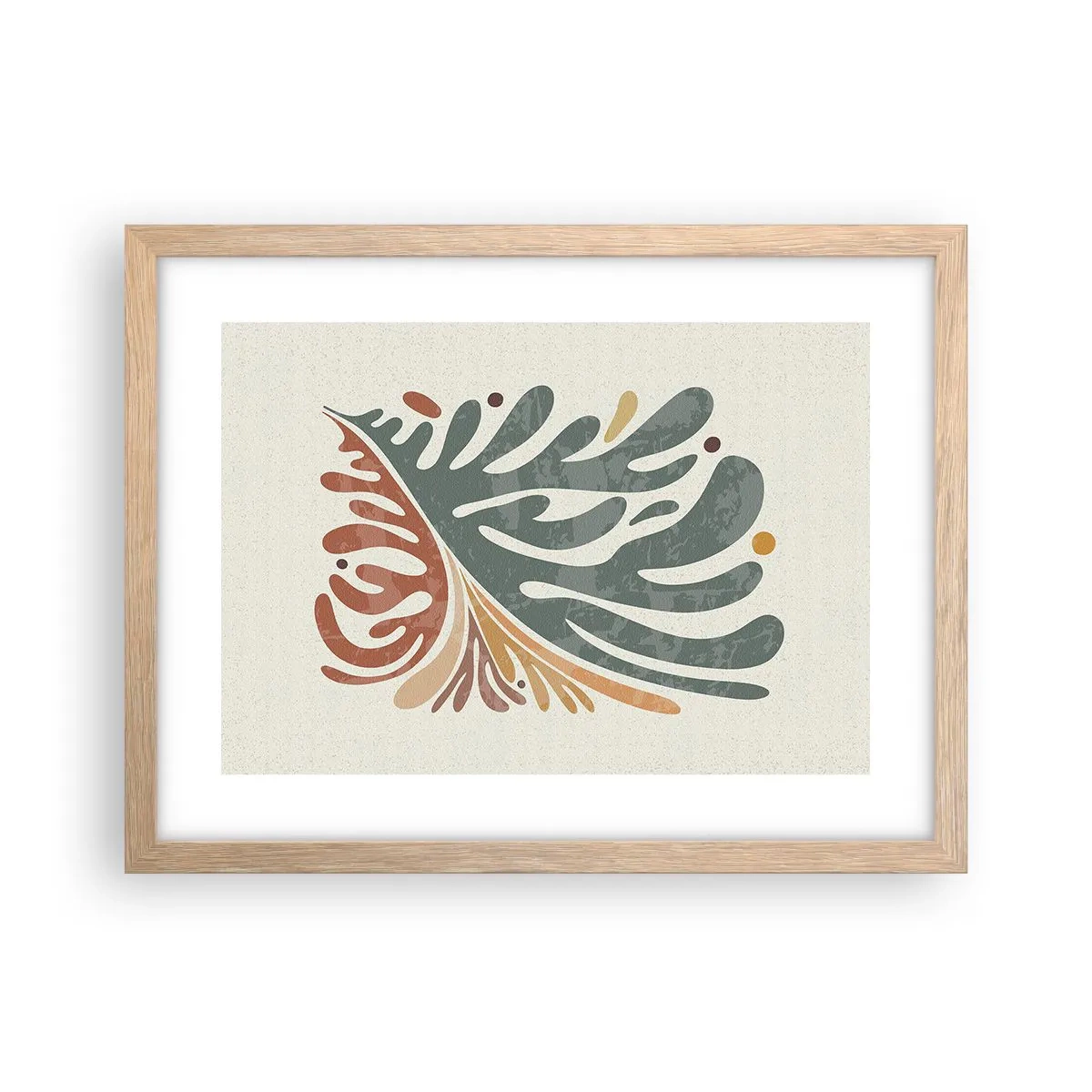 Plakat w ramie jasny dąb - Wielobarwny liść - 40x30 cm