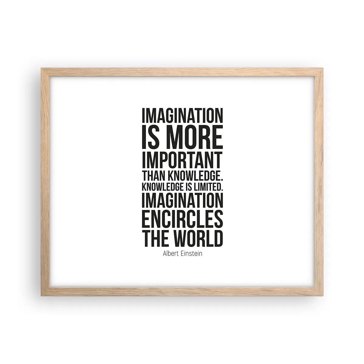 Plakat w ramie jasny dąb - Einstein o mocy wyobraźni - 50x40 cm