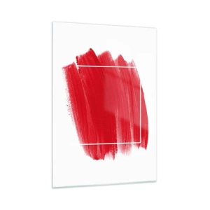 Obraz na szkle - Abstrakcyjna czerwona plama z białą ramką - 50x70cm - Poza ramą - Nowoczesna dekoracja ścienna do salonu, kuchni i sypialni ARTTOR