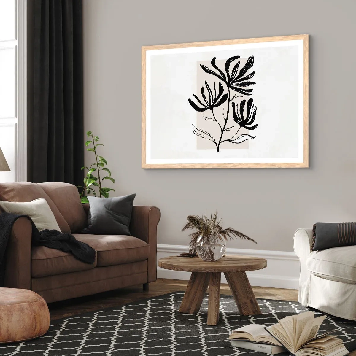 Plakat w ramie jasny dąb - Szkic do zielnika - 70x50 cm