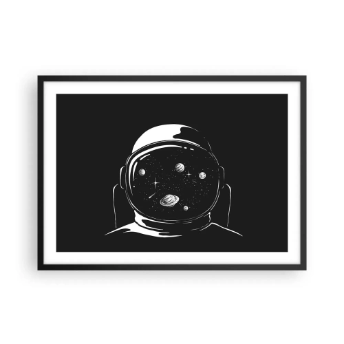 Plakat w czarnej ramie - Astronautyczny hełm z widokiem na kosmos w minimalistycznym stylu - 70x50cm - Niezły widok - Nowoczesna dekoracja ścienna do salonu i sypialni ARTTOR