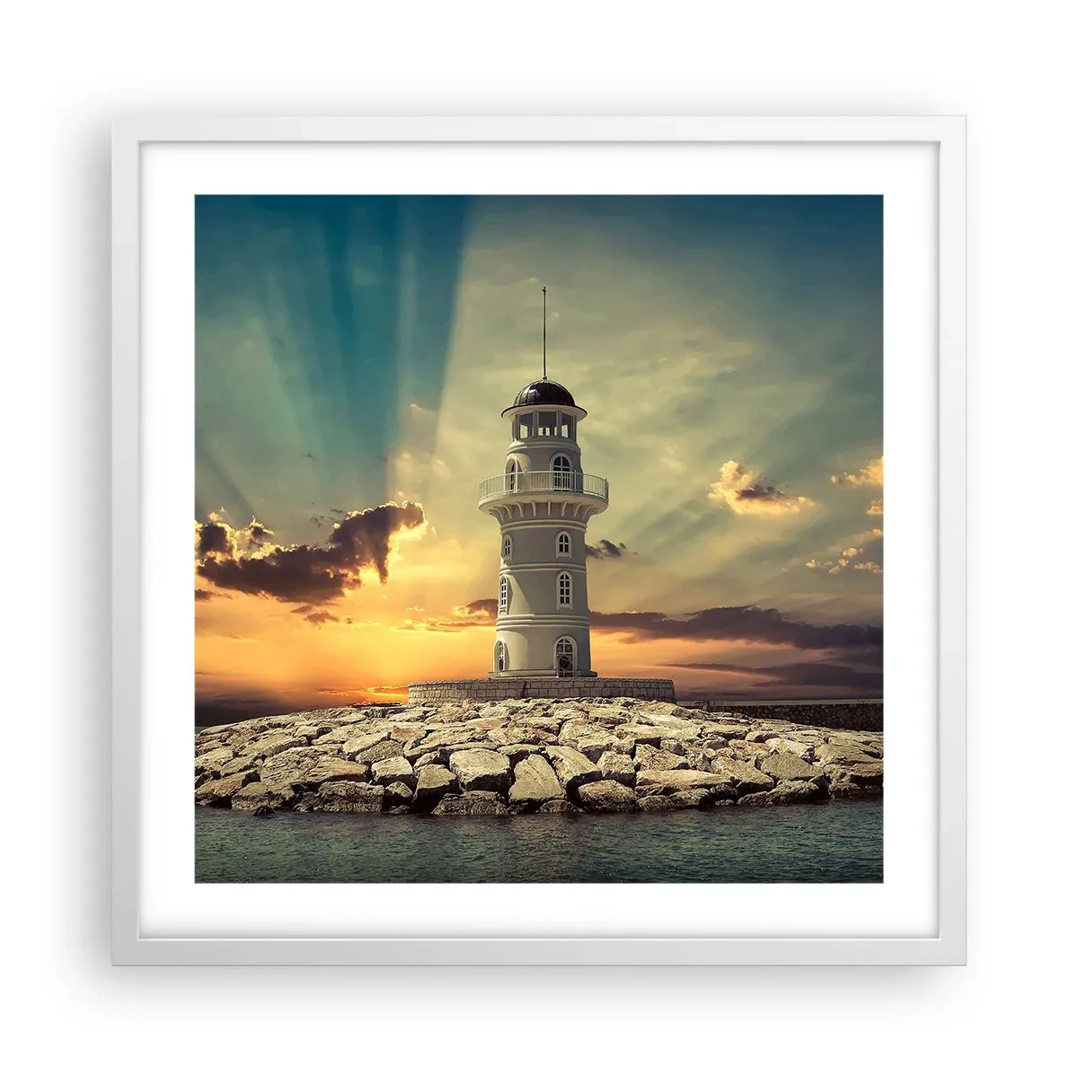 Plakat w białej ramie - Światło - Dobro - Piękno - 50x50 cm