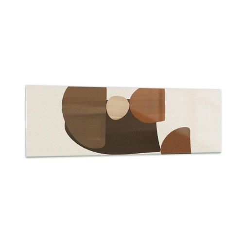 Obraz na szkle - Abstrakcyjna kompozycja w odcieniach brązu i beżu - 160x50cm - Kompozycja w brązie - Nowoczesna dekoracja ścienna do salonu i sypialni ARTTOR