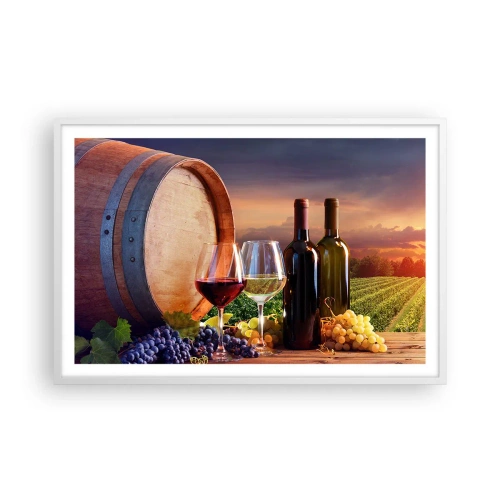 Plakat w białej ramie - Tu życie ma smak - 91x61 cm