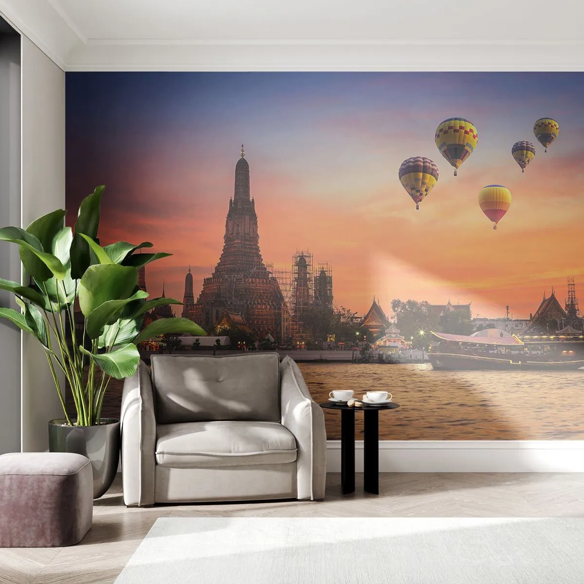 Fototapeta Premium Sand - Świątynia nad rzeką o zachodzie słońca - 100x70cm - Tutaj rodzą się baśnie - Nowoczesna dekoracja ścienna do salonu, kuchni i sypialni ARTTOR